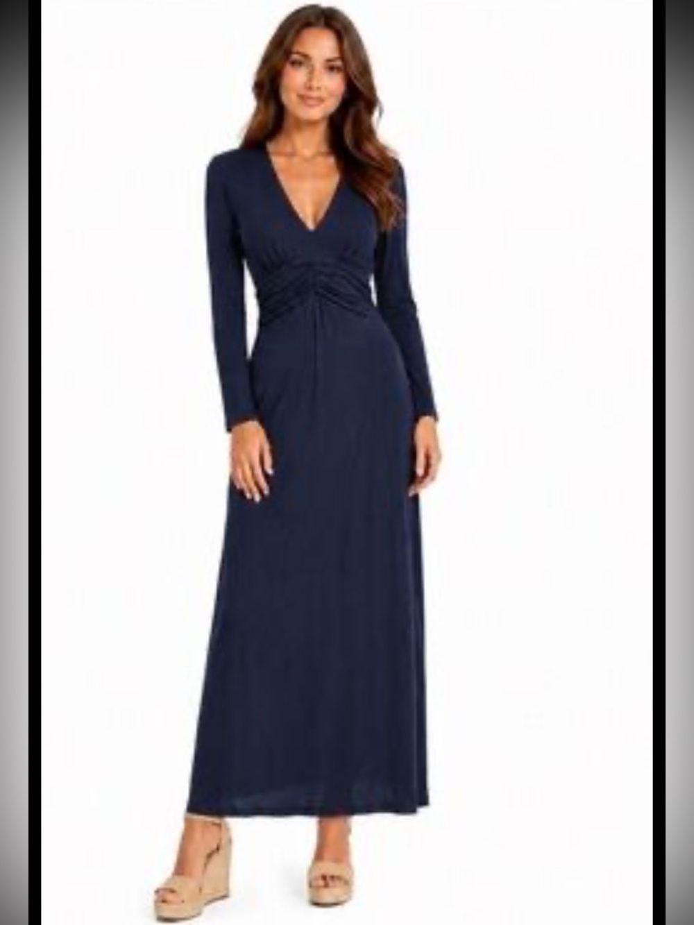 Boden women’s 14, navy long sleeve jersey dress.